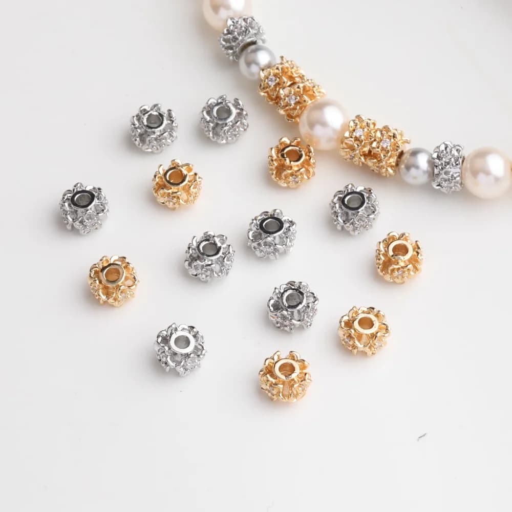 10 pezzi delicati perline distanziatrici in ottone per collana di perline fatta a mano placcate in oro 14 carati creazione di gioielli accessori 6 * 4mm