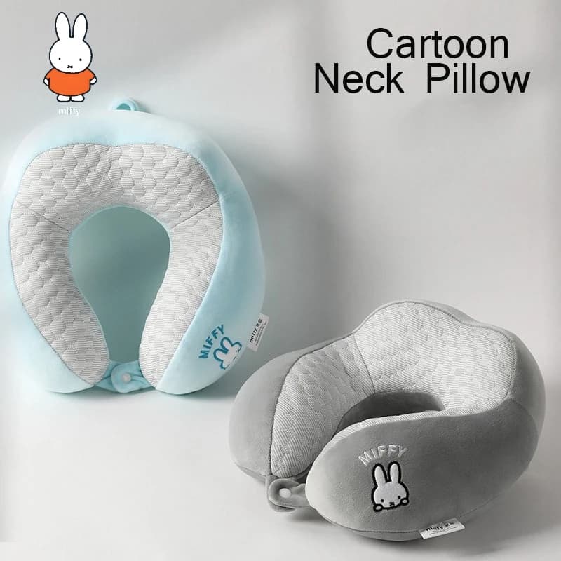 Cuscino a forma di U in peluche Doudou autentico Miffy Ice-feeling, cuscino di supporto per il collo, comodo cuscino per il collo per auto da viaggio e aereo