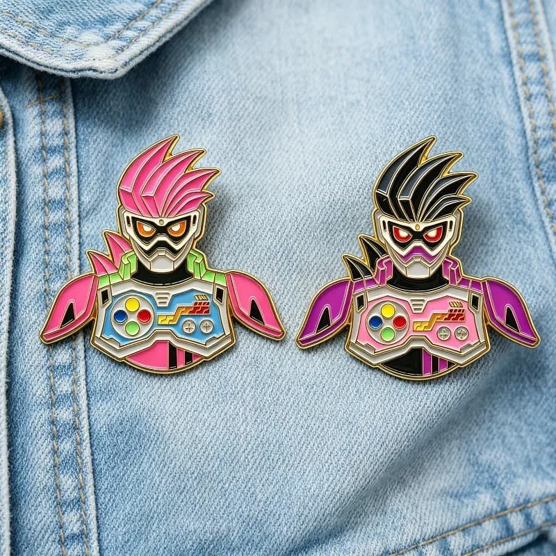 2PCS Anime for ‌Kamen Rider Enamel Badges Pins Kawaii Pendant Anime Brooches for Backpack Clothing Lapel Cosplay Toy
