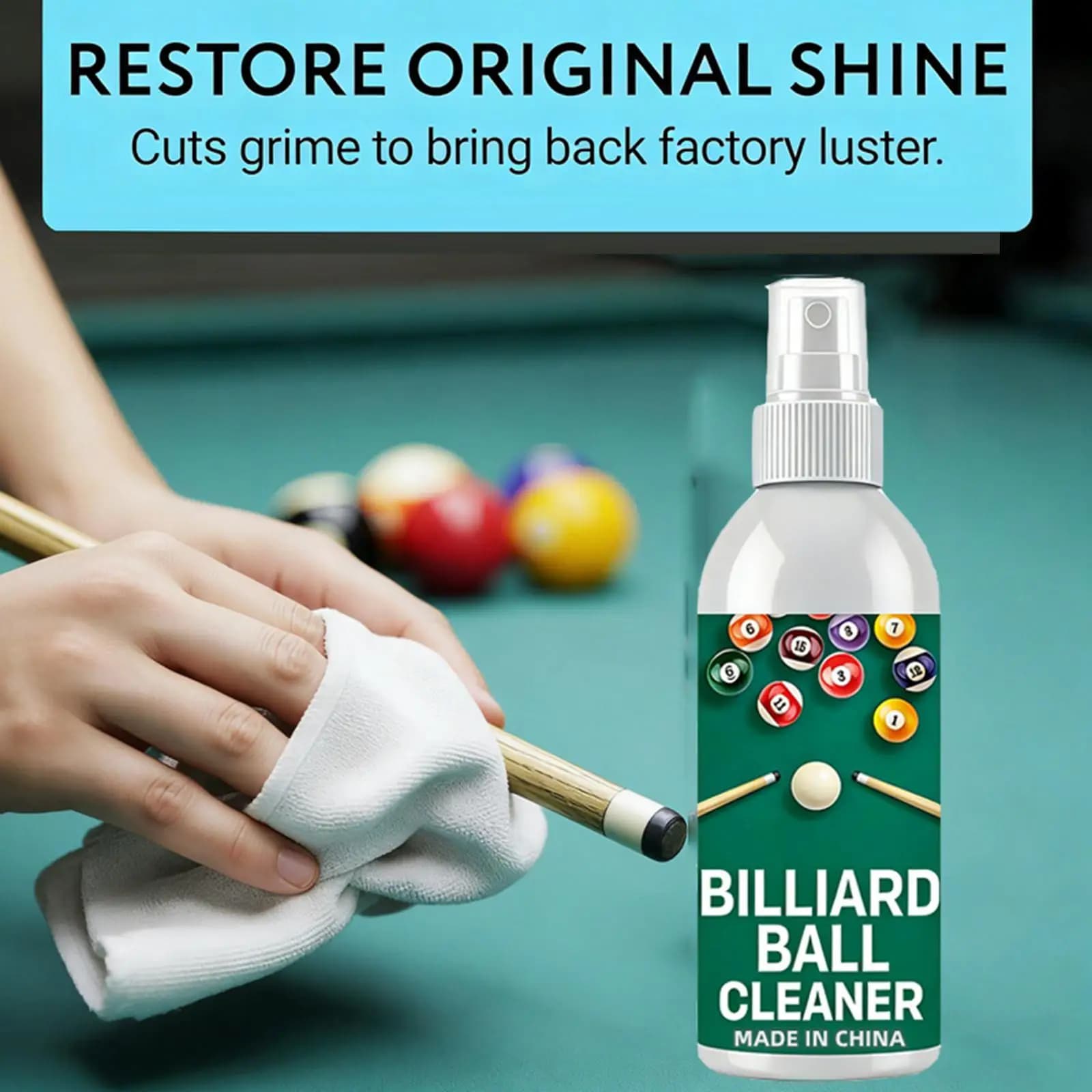 Spray Pulitore e Lucidante per Palle da Biliardo, Asciugatura Rapida, per Accessori e Allenamento