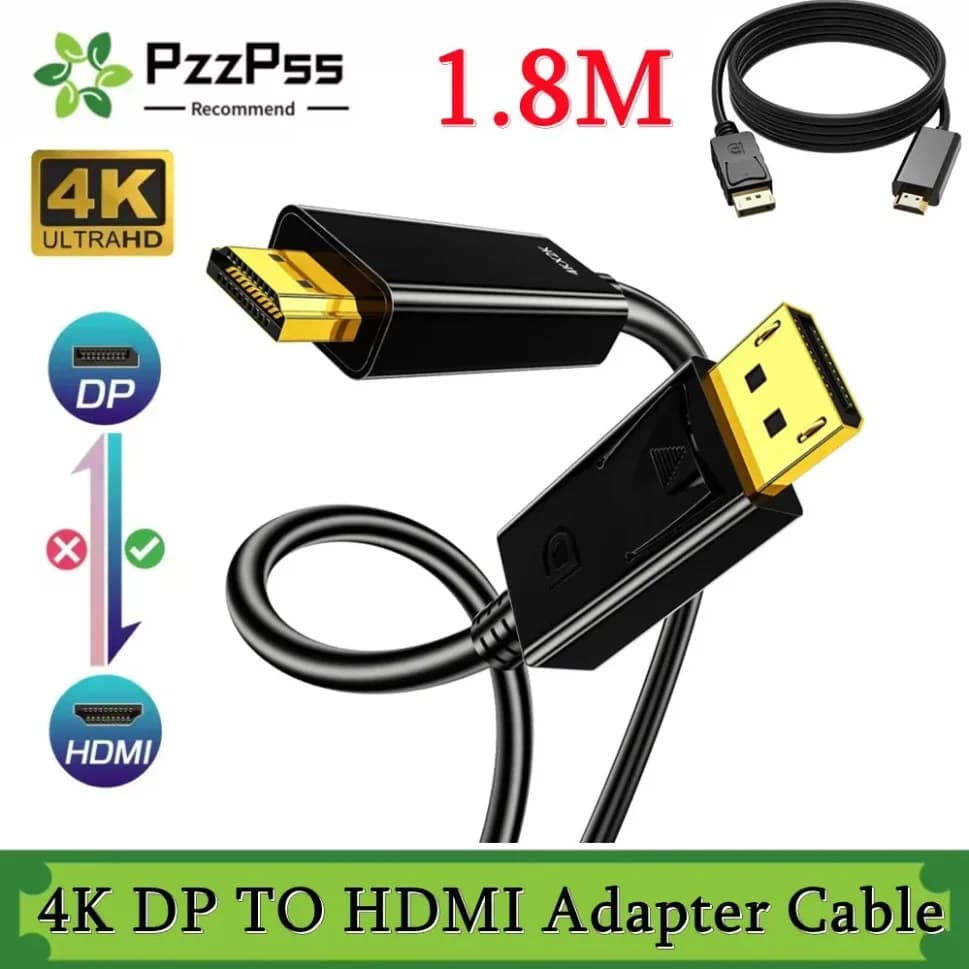 Adapter compatible with DisplayPort to HDMI 4K * 2K DP Converter to HDMI cable 1.8 m for monitor TV projector portable desktop PC