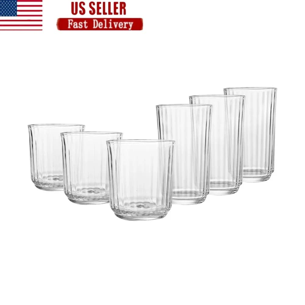 Set di bicchieri trasparenti da 12 pezzi, eleganti bicchieri di cristallo, cocktail, succhi, acqua, durevoli, lavabili in lavastoviglie, perfetti per eventi di feste a casa