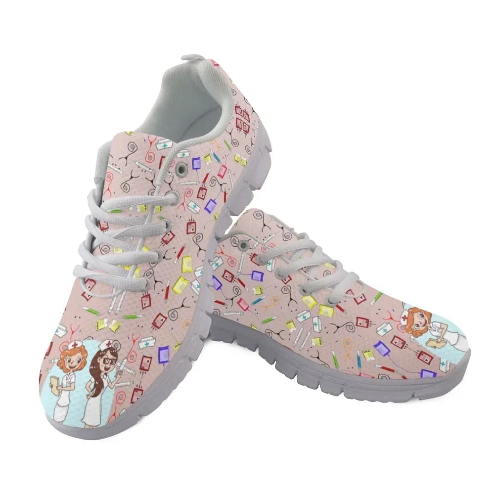 Scarpe da corsa da jogging sportive da donna estive con lacci per donna 2023 Sneakers Infermiera Walk Scarpe casual Dottore Stampa Mesh Scarpe basse da donna