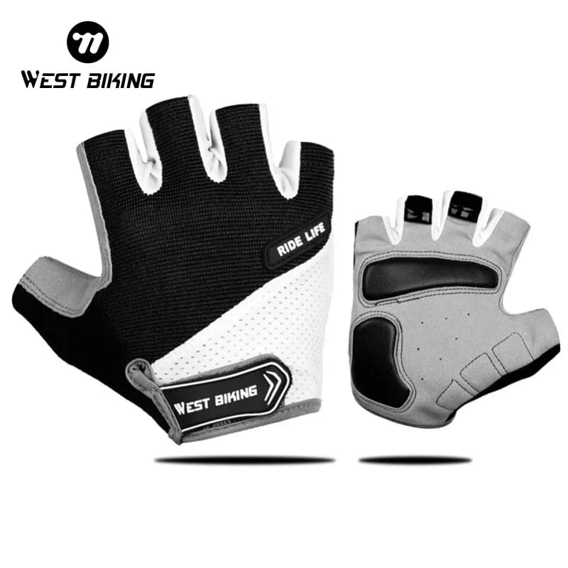 Guanti da Ciclismo WEST BIKING Mezze Dita con Imbottitura in Gel, Traspiranti, Design con Asciugamano per il Pollice, Guanti MTB e Bici da Strada Ammortizzanti