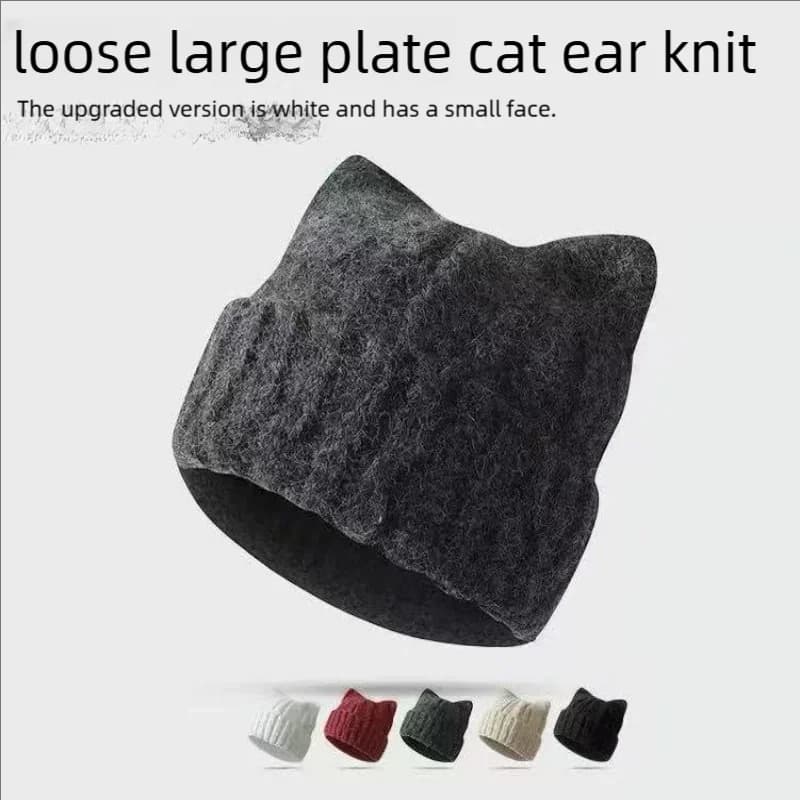 Berretto invernale con orecchie di gatto Berretto caldo lavorato a maglia con design ispessito antivento Simpatici accessori caldi autunno inverno per donne e ragazze
