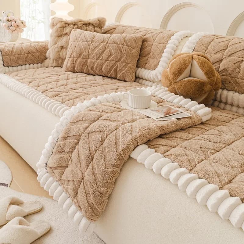 Handmade Velvet Sofa Cushion Pad Armchair Recliner Balcony Tatami Seat Mat Non-slip Thickness Home Decor Sofa Slipcovers