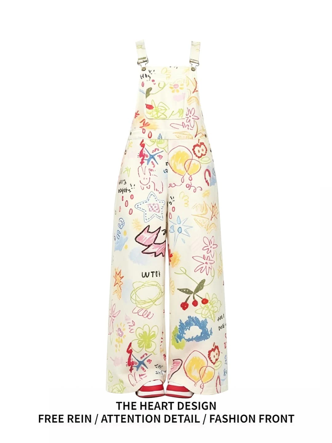 Jeans a vita alta da donna, modello coreano, con stampa graffiti, gamba larga dritta, stile salopette, pantaloni lunghi larghi, moda estate 2026