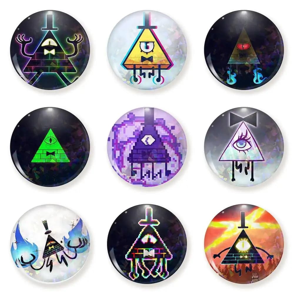 Distintivi B-Bill di Gravity Falls per Zaini, Accessori, Icone Manga, Spille Rotonde, Spille a Cartone Animato per Vestiti, Decorazioni per Borse, Regali