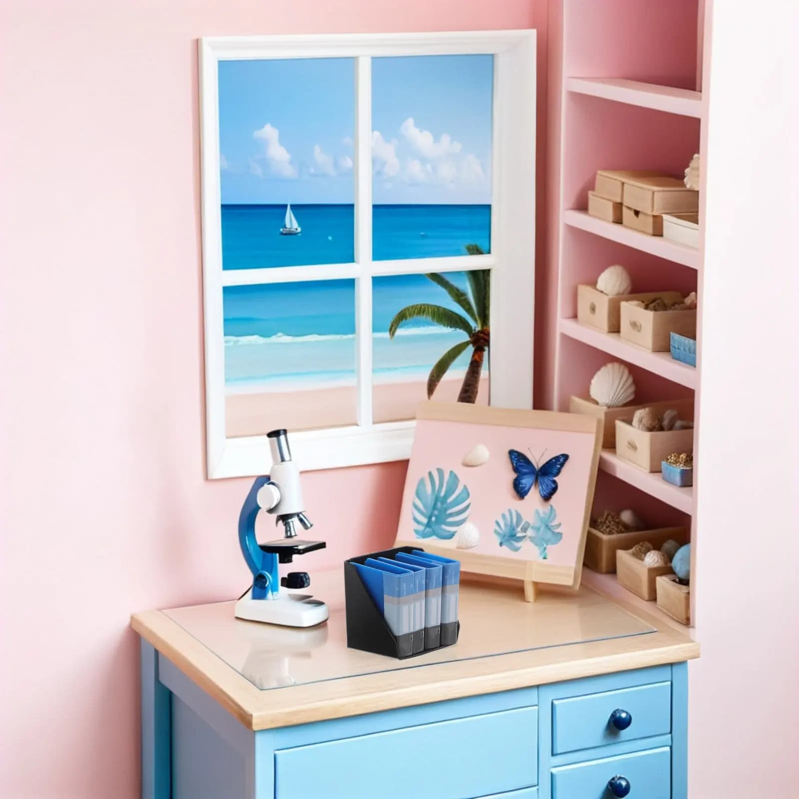4 Set di Cartelle per Casa delle Bambole, Organizzatore di Documenti Mini Realistico, Cartella da Scrivania in Plastica per Accessori da Ufficio per Casa delle Bambole