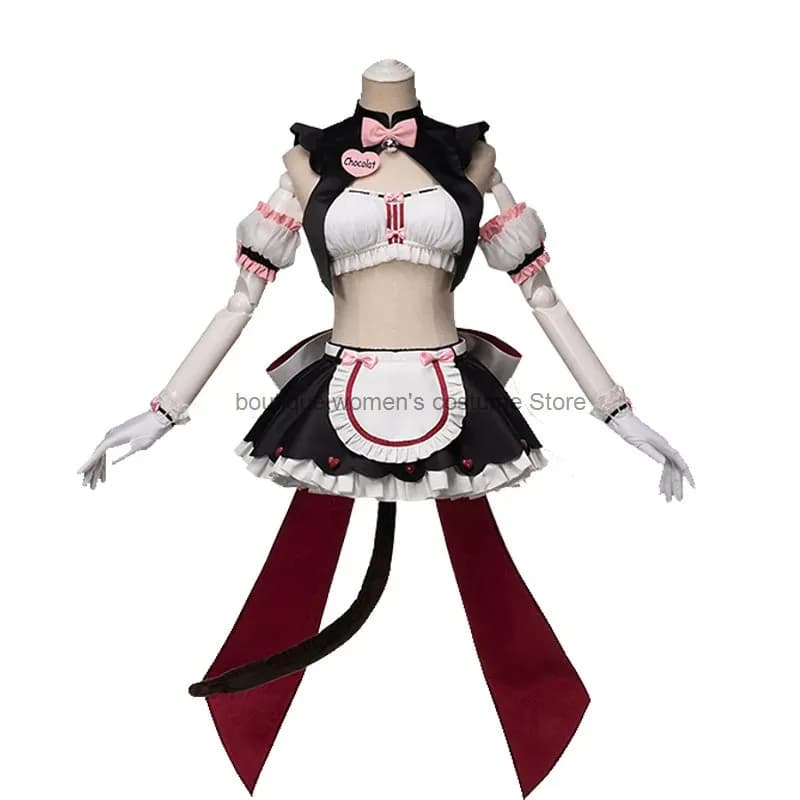 Cos Costume di Halloween Abito da cameriera Abito Lolita Cioccolato e vaniglia Paradiso del gatto Cos Abito da corsa per ragazza Vaniglia Abito cosplay