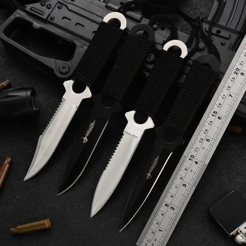 Camping Outdoor Straight Knife Jungle Camping Kitchen Fruit Knife ABS Handle Knife High Hardness Edc