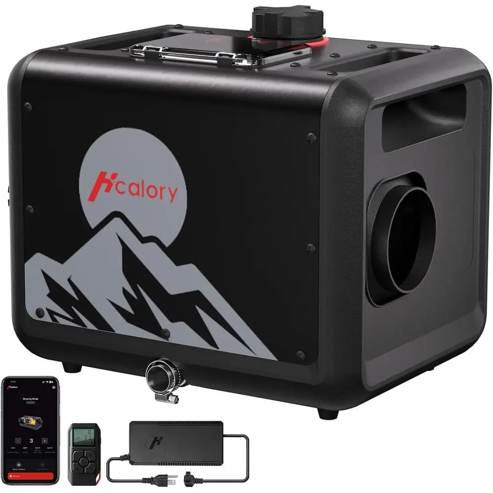Riscaldatore d'Aria All-In-One MAX 8KW 7.5L con 110/12/24V, Controllo App, Rilevamento Temperatura, Regolazione Altitudine per Camper, Garage