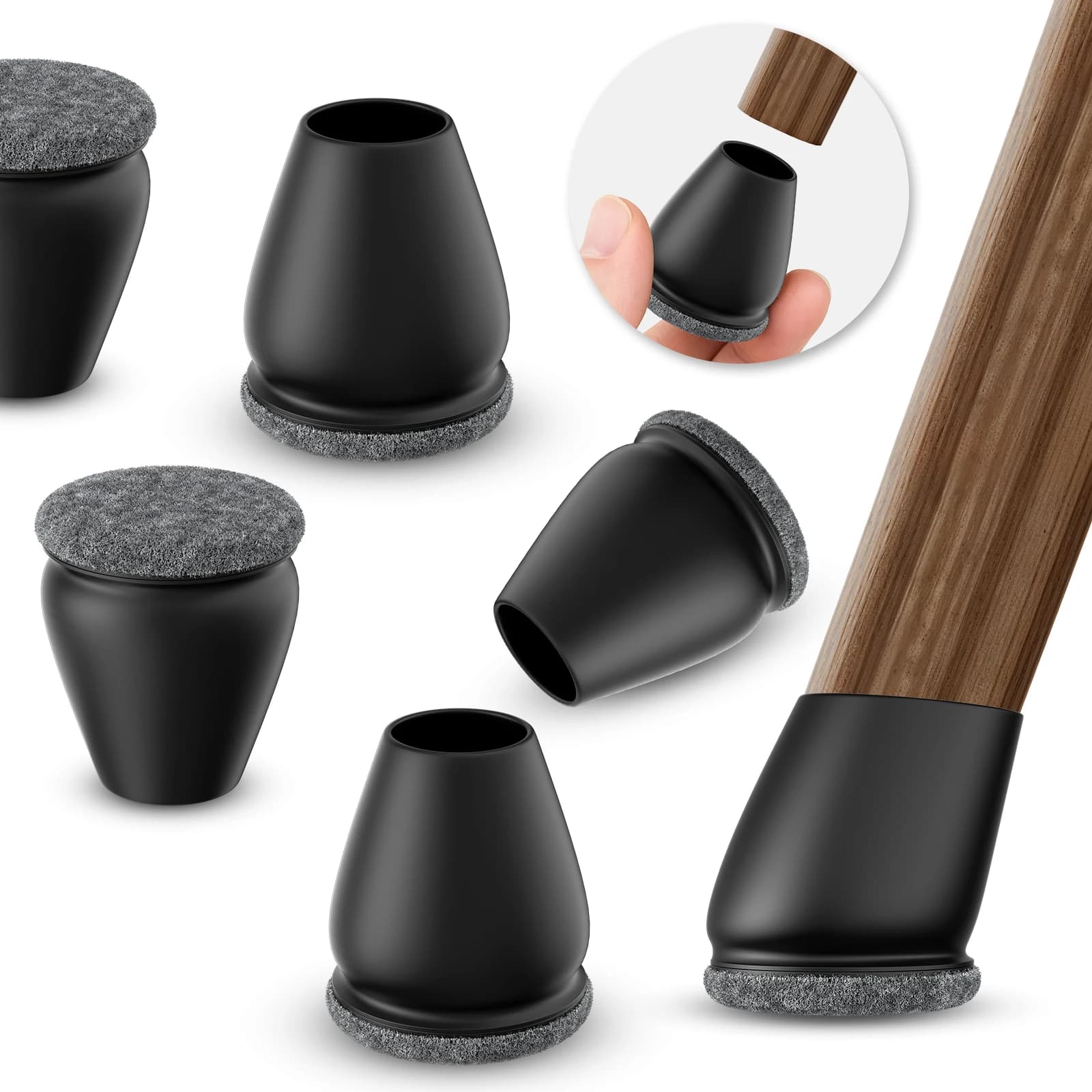 8 pezzi protezione per il pavimento delle gambe della sedia copertura del piede in feltro diagonale con cuscinetti in feltro avvolgenti spessi piedini per tavoli per mobili in silicone per legno duro