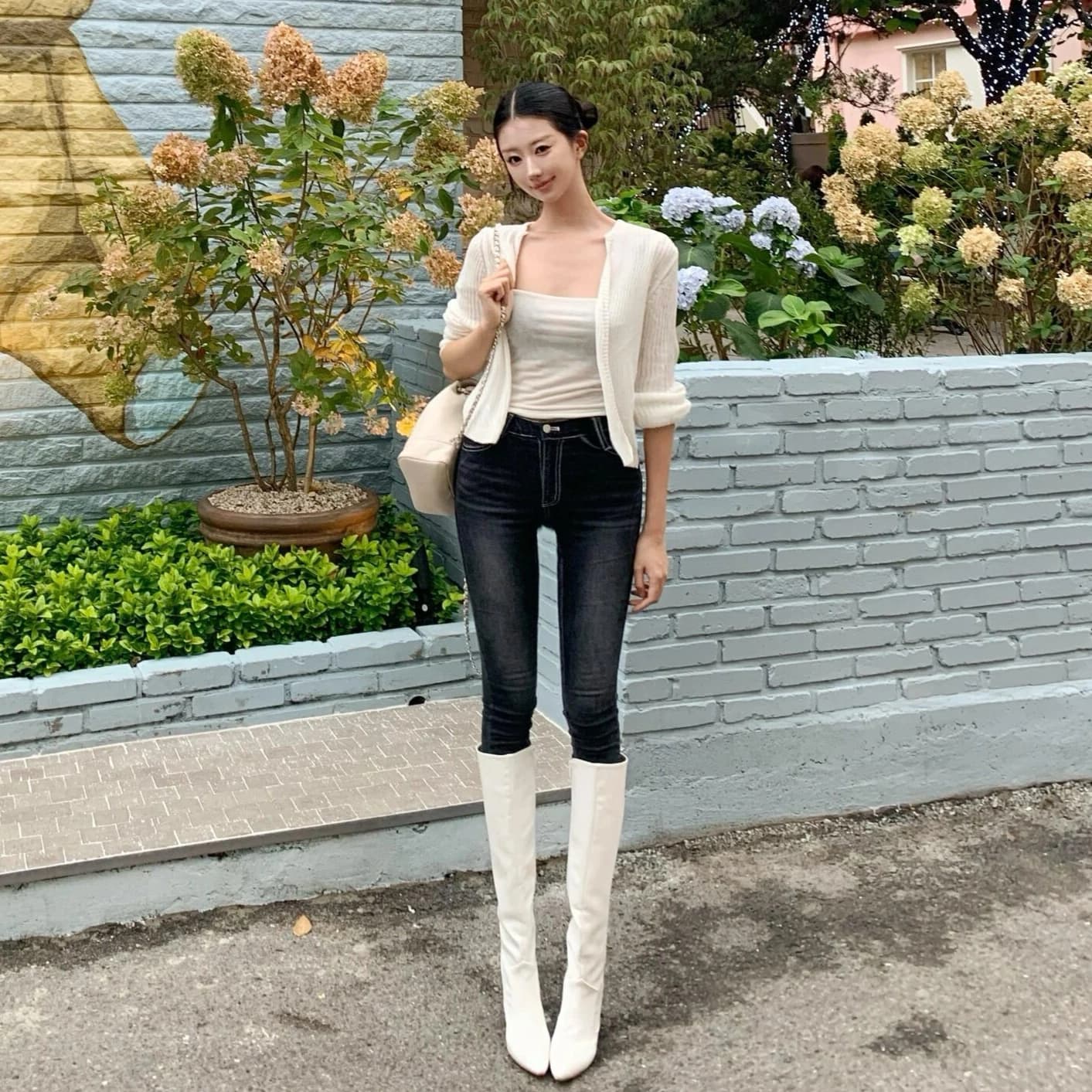 Slim Fit High Waist Denim Jeans Women's Elastic White Washed Ankle Length Black Long Pants Spring Autumn Season Fashion