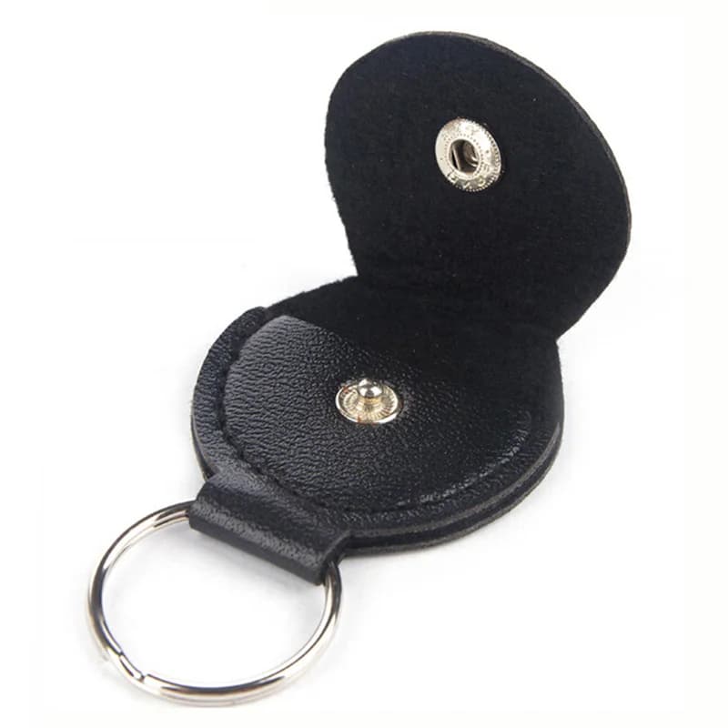Custodia per plettri per chitarra calda Custodia per plettro per chitarra in ecopelle nera Borsa per chitarra a forma di portachiavi originale portatile