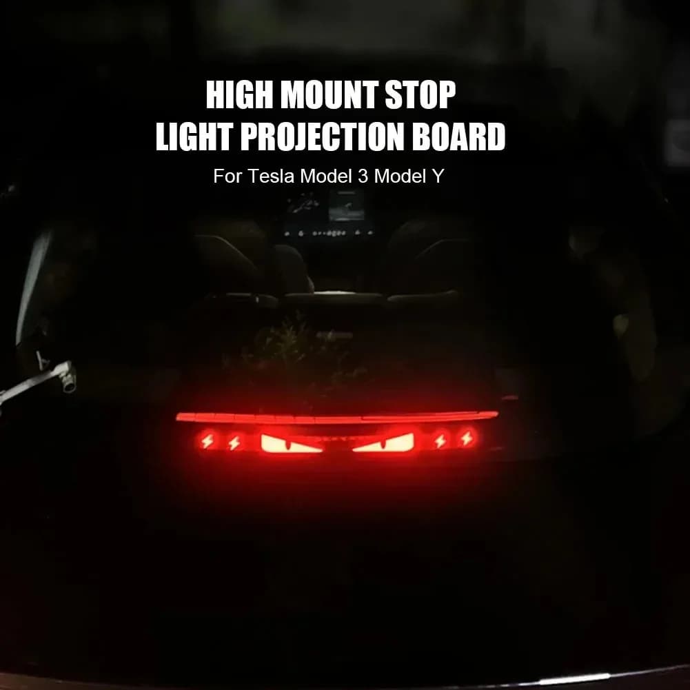1PCS Car Stickers Top Tail Light Emblem for Tesla Model 3 Y Stickers Auto Mounted Brake Light Projection Board Decal Accessories