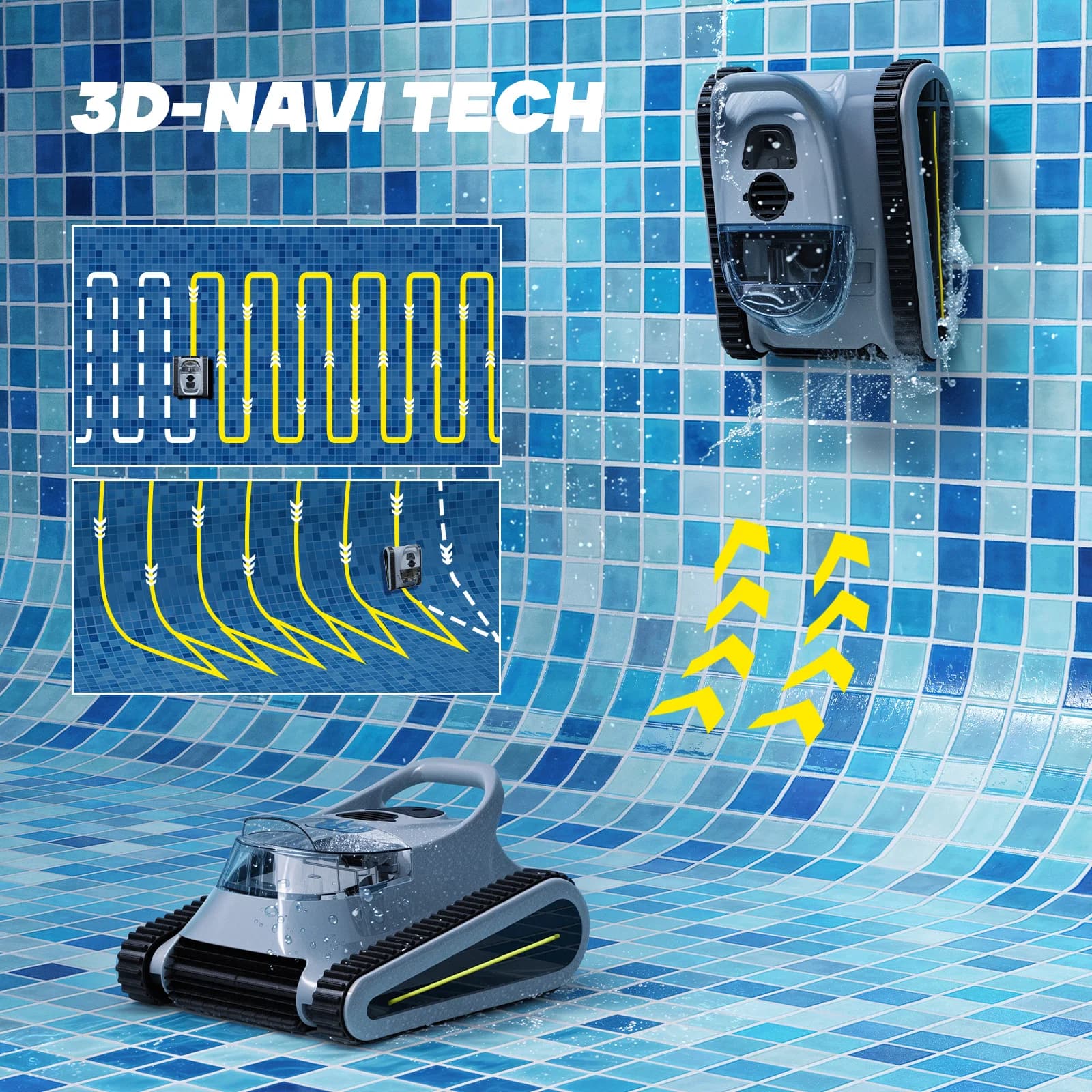 Controllo intelligente Pulizia Aspirapolvere senza fili Montaggio a parete Piscina automatica Accessorio per il nuoto Robot pulitore robot