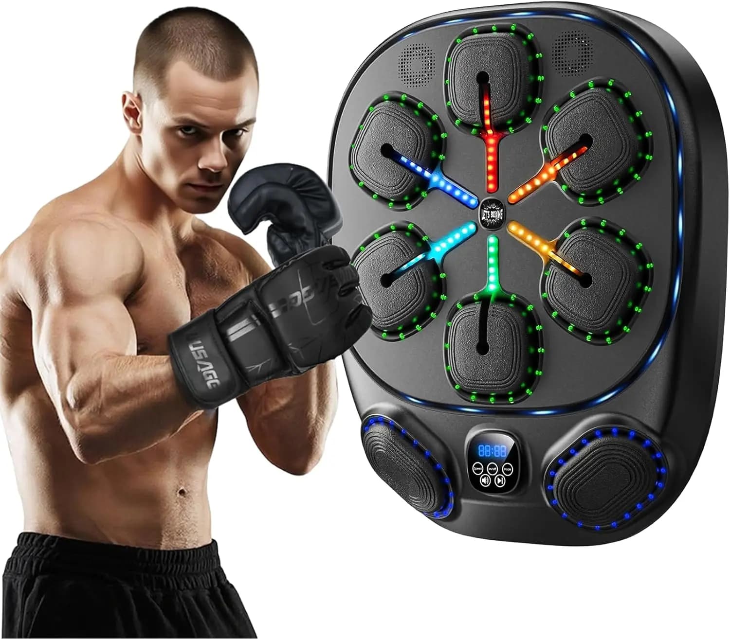Macchina da Boxe LED con Altoparlante Bluetooth - Sacco da Boxe Interattivo per Fitness, Allenamento Ritmico e Riduzione dello Stress