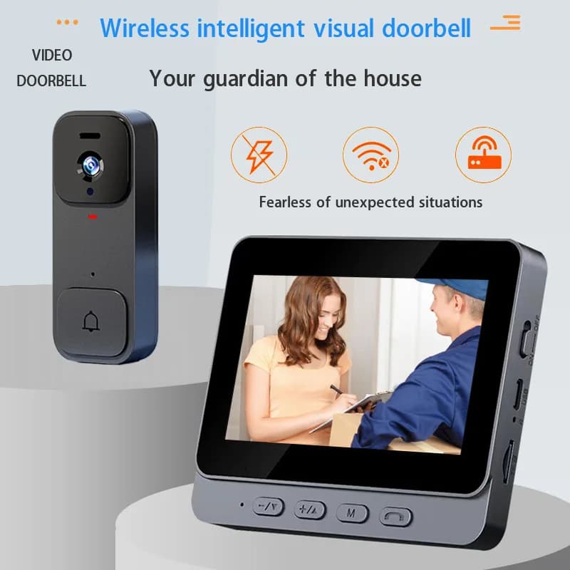 Campanello video intelligente Citofono bidirezionale Schermo da 4,3 pollici Sistema di sicurezza campanello wireless Videocitofono per visione notturna a infrarossi