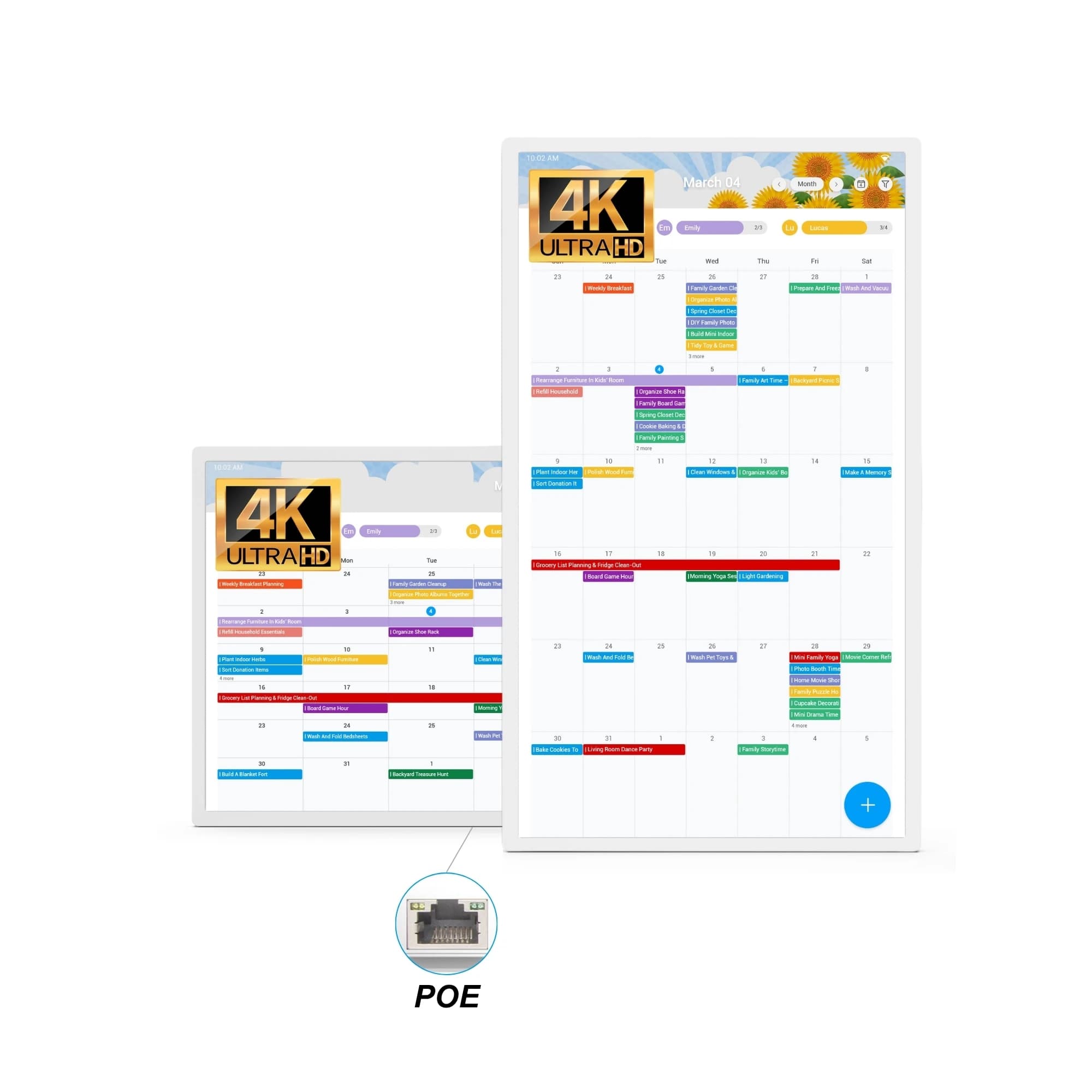 Cornice digitale interattiva da parete da 32 pollici con schermo touch 4K, calendario elettronico intelligente per la famiglia