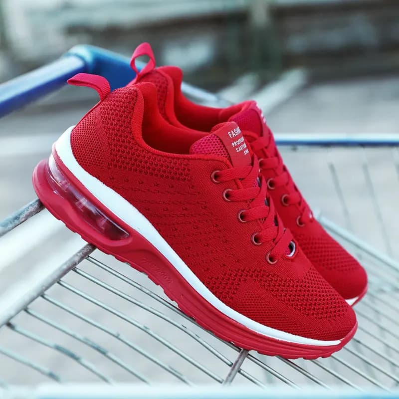 2022 primavera donna Sneakers rosso nero moda donna coreana scarpe Mesh Sneakers traspiranti cuscino scarpe Casual Tenis Feminino