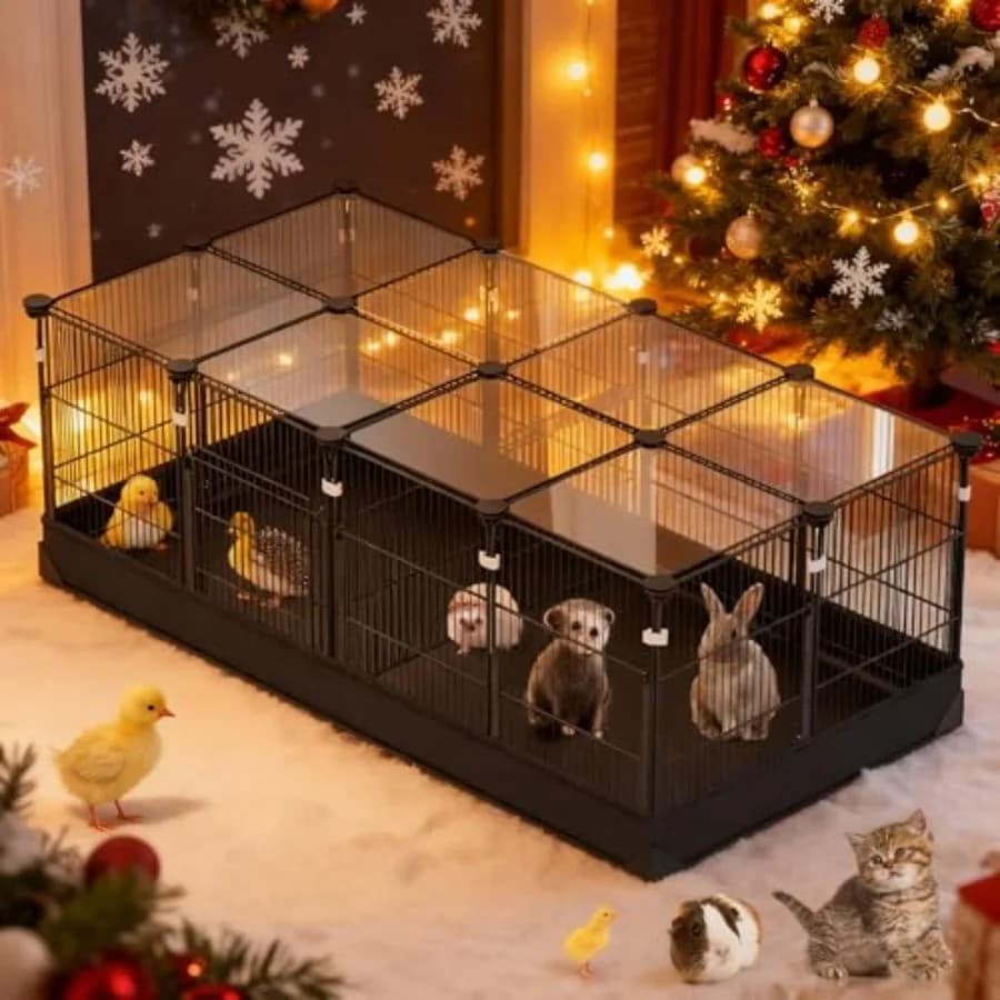 Recinto per piccoli animali a 22 pannelli, gabbia per conigli con porte e tappetino impermeabile, recinzione in filo metallico, gabbie per porcellini d'India e criceti
