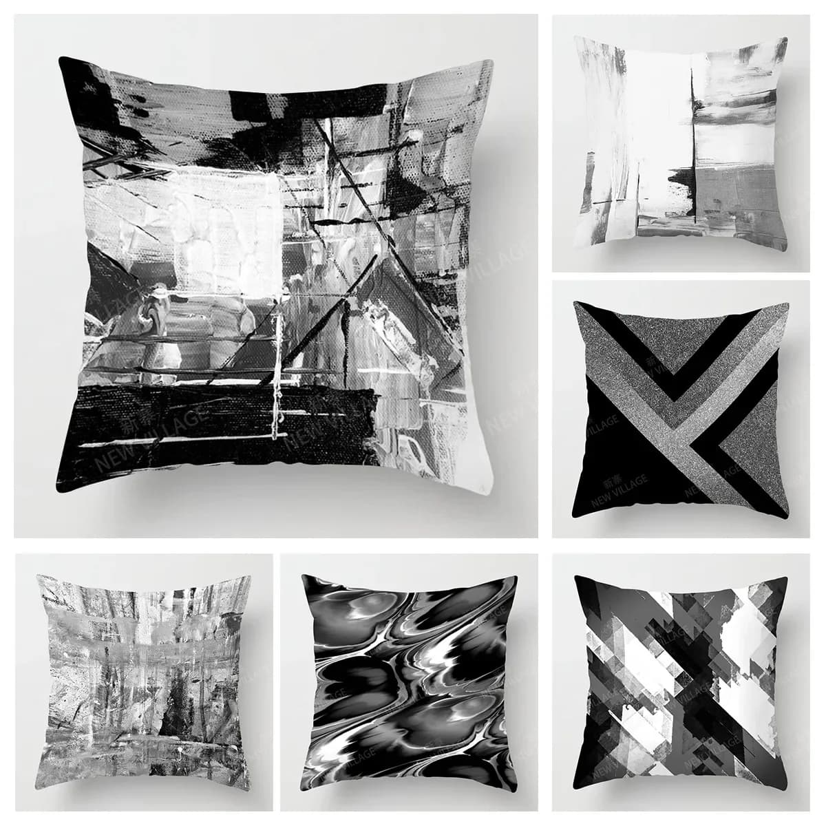 Modern black grey abstract geometric pillow lining for home decorations lining for sofa cushion 45x45 40x40 50x50 60x60