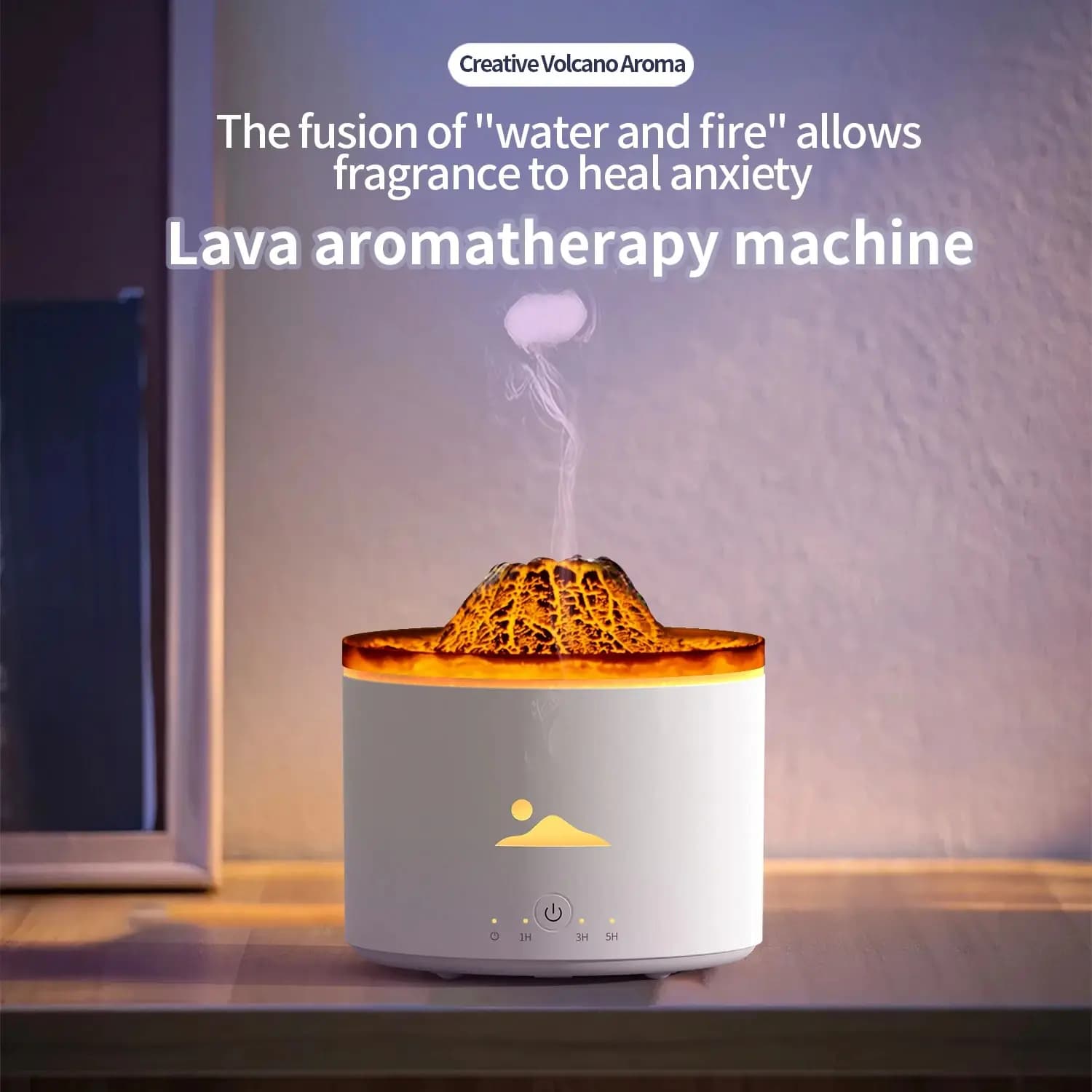 Creativo Vulcano Aroma Ad Ultrasuoni 230ml Nebbia Fredda Aromaterapia Diffusore di Olio Essenziale Spegnimento Automatico Umidificatore con Luce