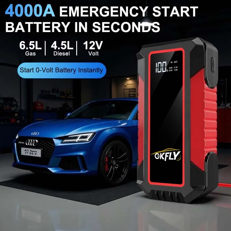 GKFLY 4000A Avviatore d'Emergenza per Auto, Power Bank Portatile 12V, Dispositivo di Avviamento di Emergenza per Batteria Auto, Novità 2026
