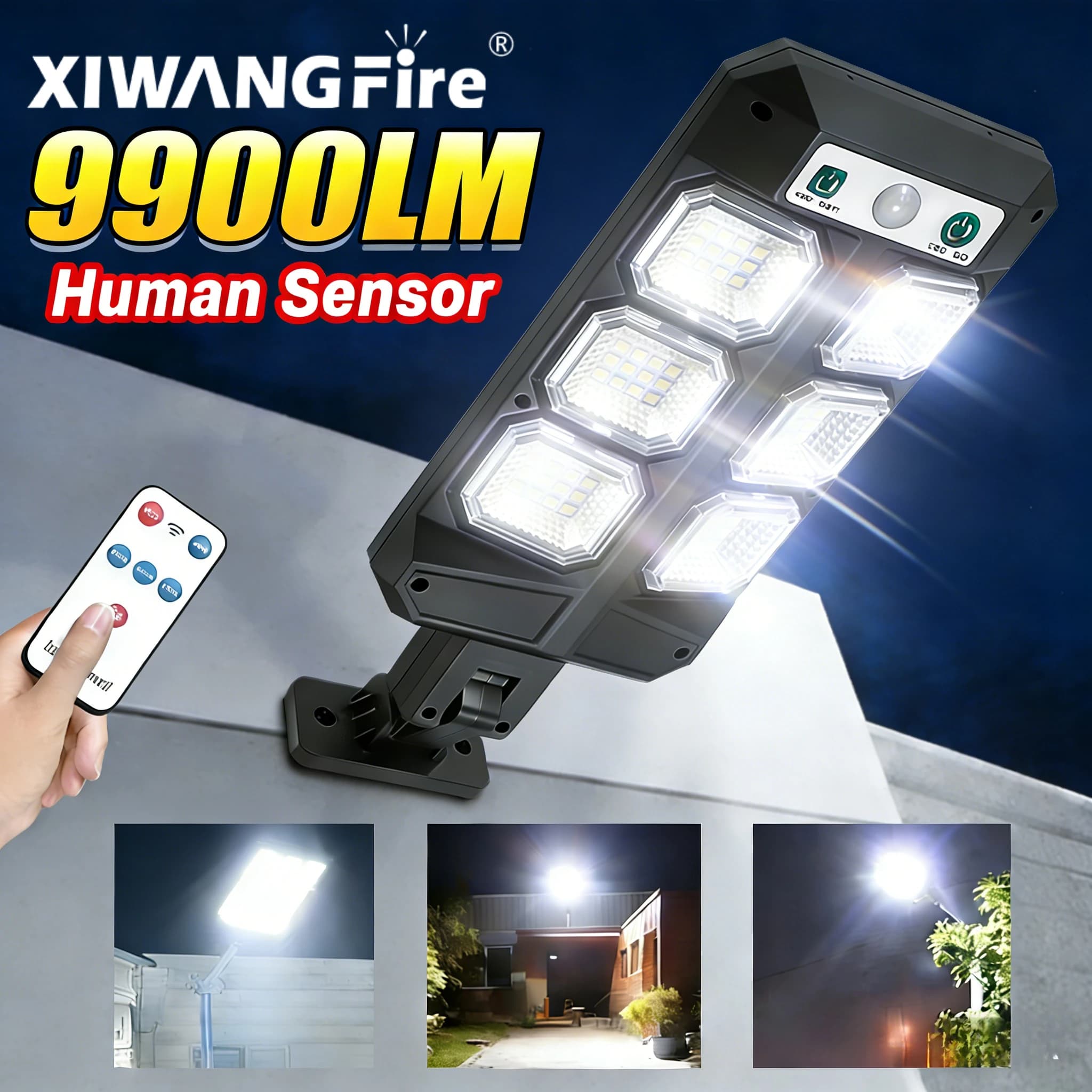 Lampada Solare da Esterno con Sensore di Movimento, Impermeabile, 3 Modalità LED, con Funzione Crepuscolare, Ampio Angolo per Giardino e Sentieri