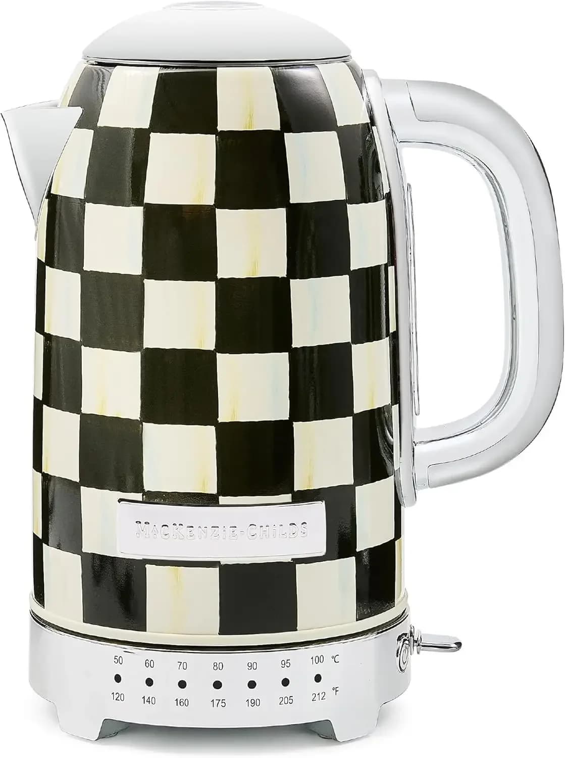 Electric Kettle, Stainless-Steel Tea Kettle, Black-and-White Courtly Check