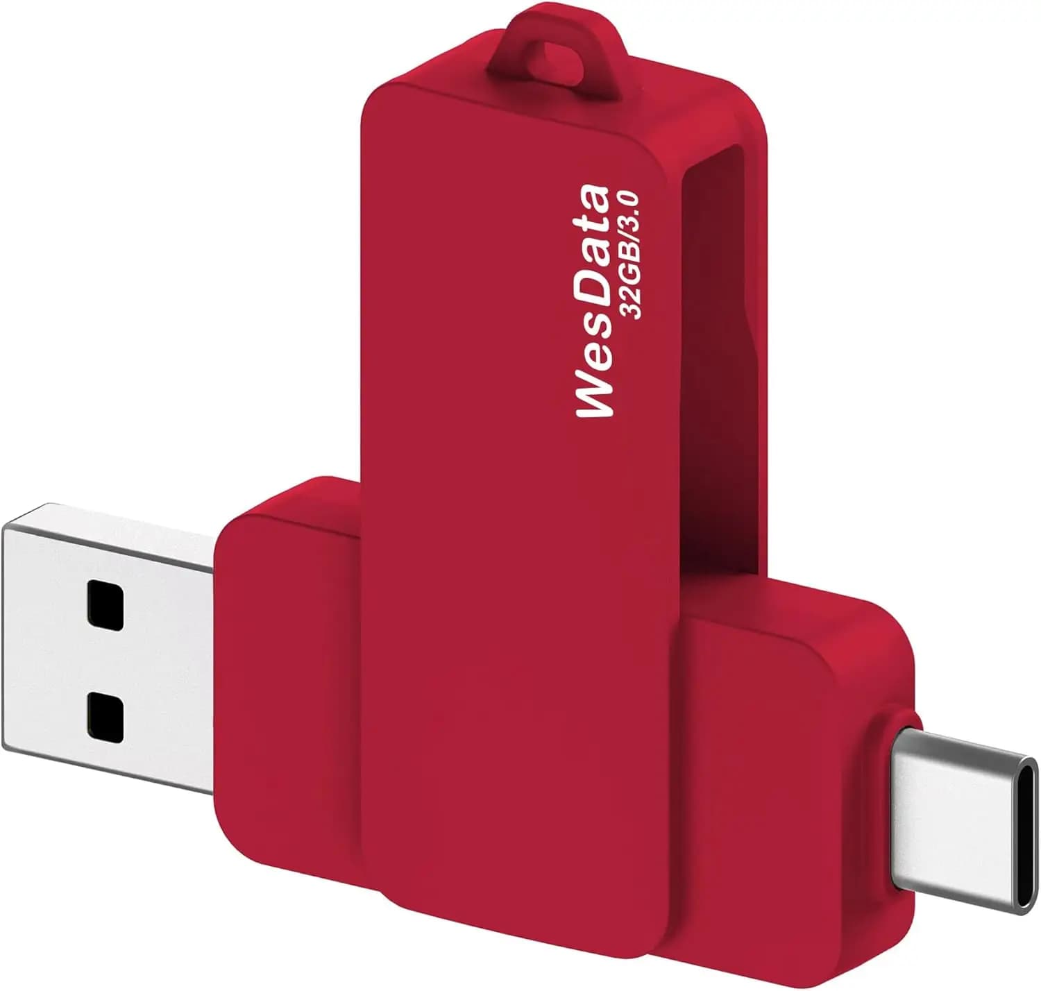Chiavetta USB 3.0 da 32GB con Doppia Porta Type C e A per Smartphone, Laptop, MacBook, PC (Rossa)