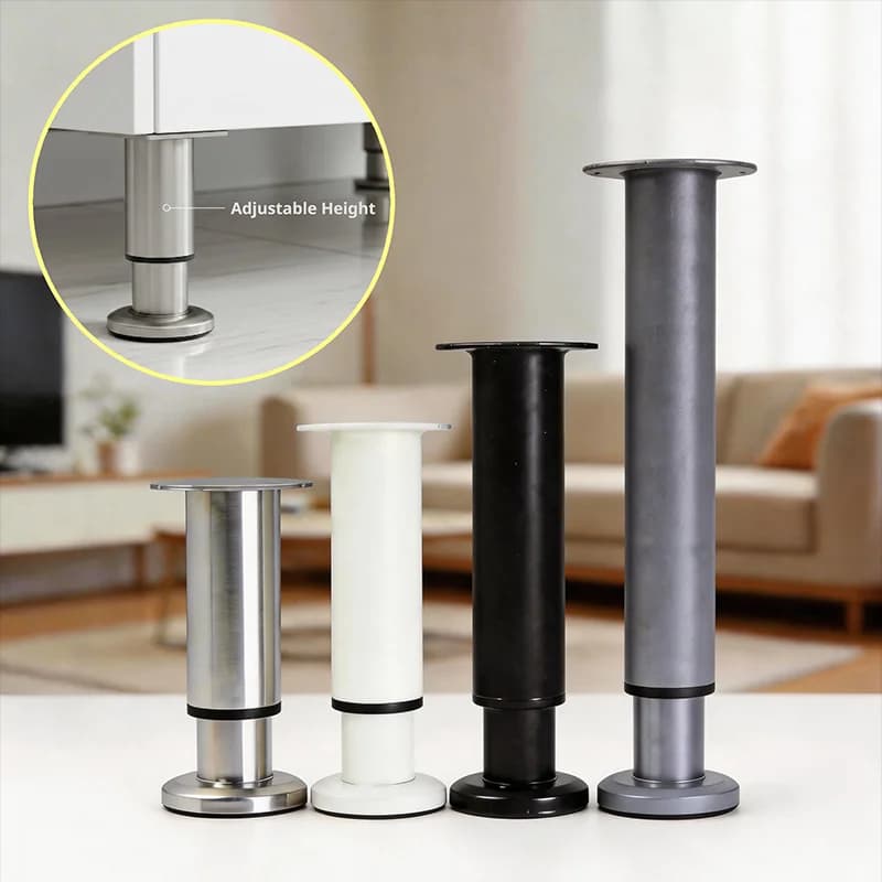 2 Pezzi Gambe Regolabili in Acciaio Inossidabile per Mobili, Piedini di Supporto Resistenti per Divano, Tavolo, Letto, Accessori per Rialzo Mobili