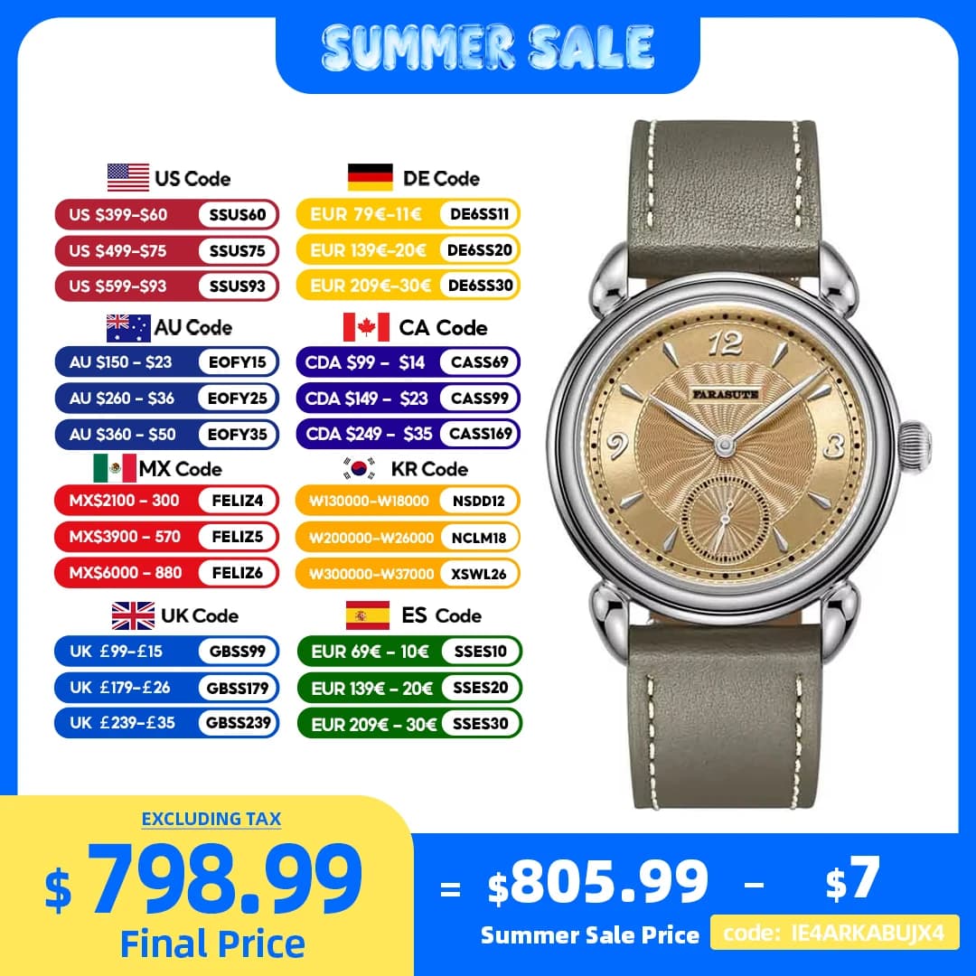 FARASUTE Orologio meccanico manuale di lusso delle migliori marche Orologio da polso svizzero da uomo con movimento svizzero SW261 5Bar impermeabile in acciaio inossidabile con zaffiro