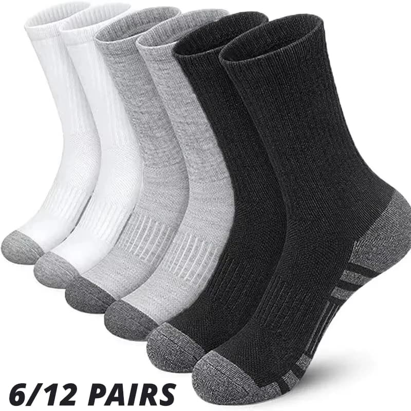 6/12 pairs of high quality outdoor gym socks, comfortable and soft, with ground grip, for football, large, new style