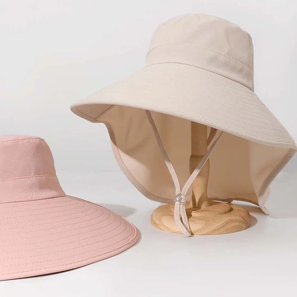 Hiking Hats Women Fisherman Hat with Neck Flap Long Wide Brim Wide Brim Bucket Hat Quick Drying Visor Cap Panama Fishing Cap