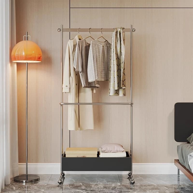 Coat rack Household mobile hanging clothes storage Floor hanging hanger