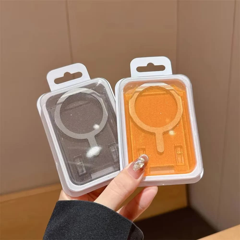 Adesivo Universale Glitterato per Telefono con Tasca Porta Carte, Supporto Magnetico per Auto, Compatibile con Ricarica Wireless