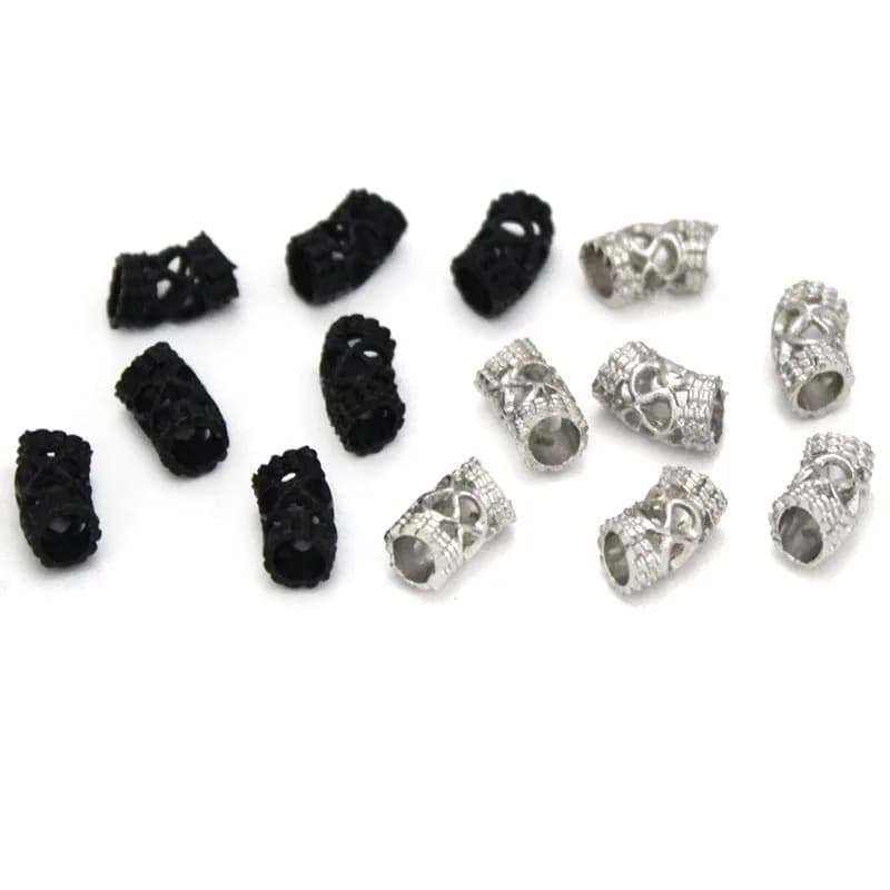 20Pcs Stainless Steel Beads Carved Tube Spacer Beads/Metal Loose Bead Charms for Bracelet DIY Jewelry Making Accessories