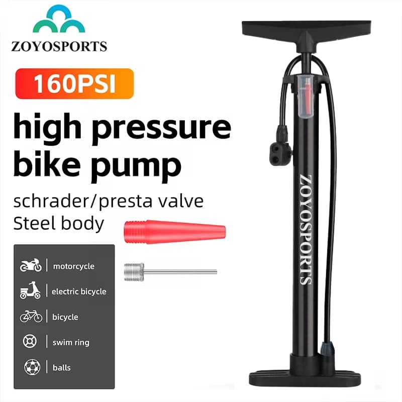 Pompa ad aria per bicicletta ad alta pressione 160PSI con barometro pompa a pedale per bicicletta Mini pompa di gonfiaggio per bici leggera pneumatico per bicicletta