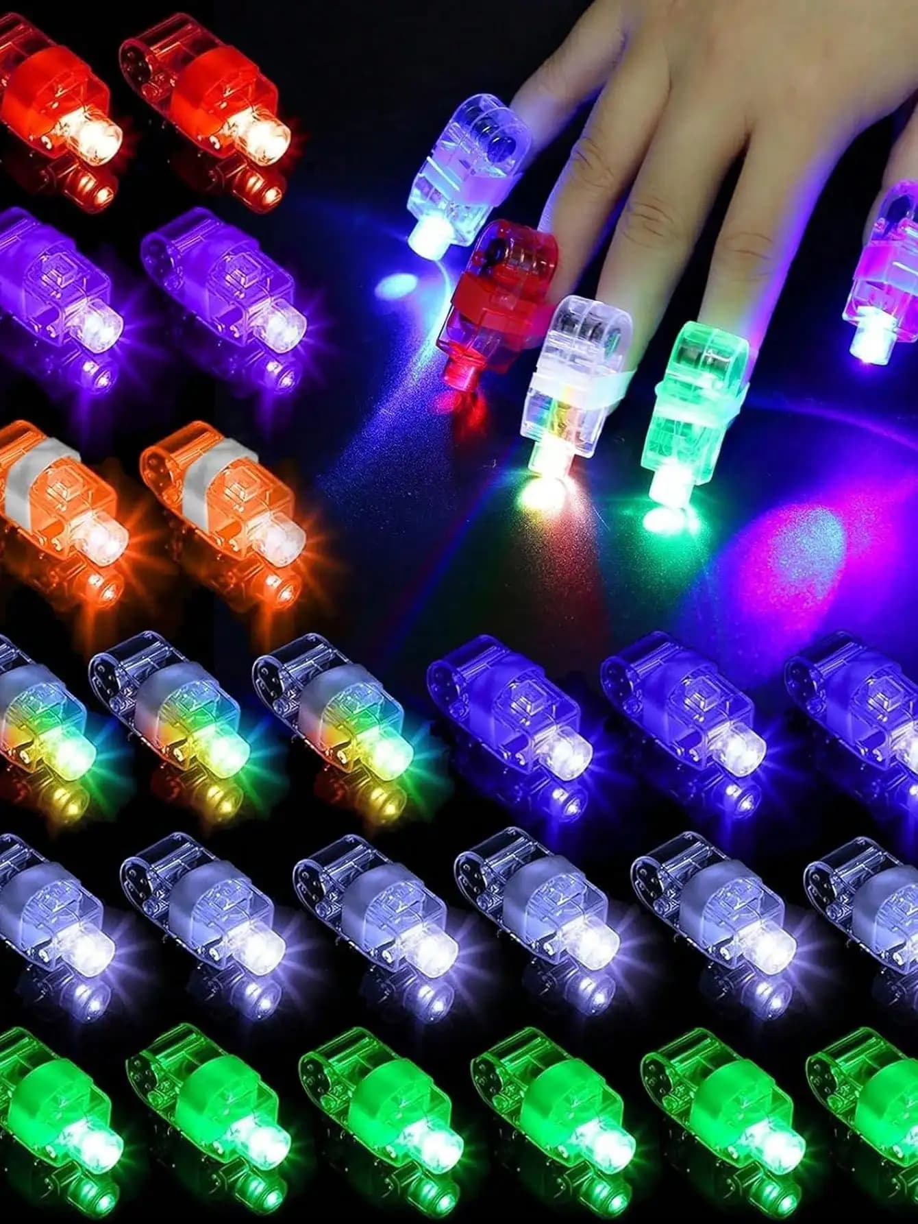 20 mini finger LED lights, bright rings for parties, raves, festivals, Christmas gifts and New Year's Eve