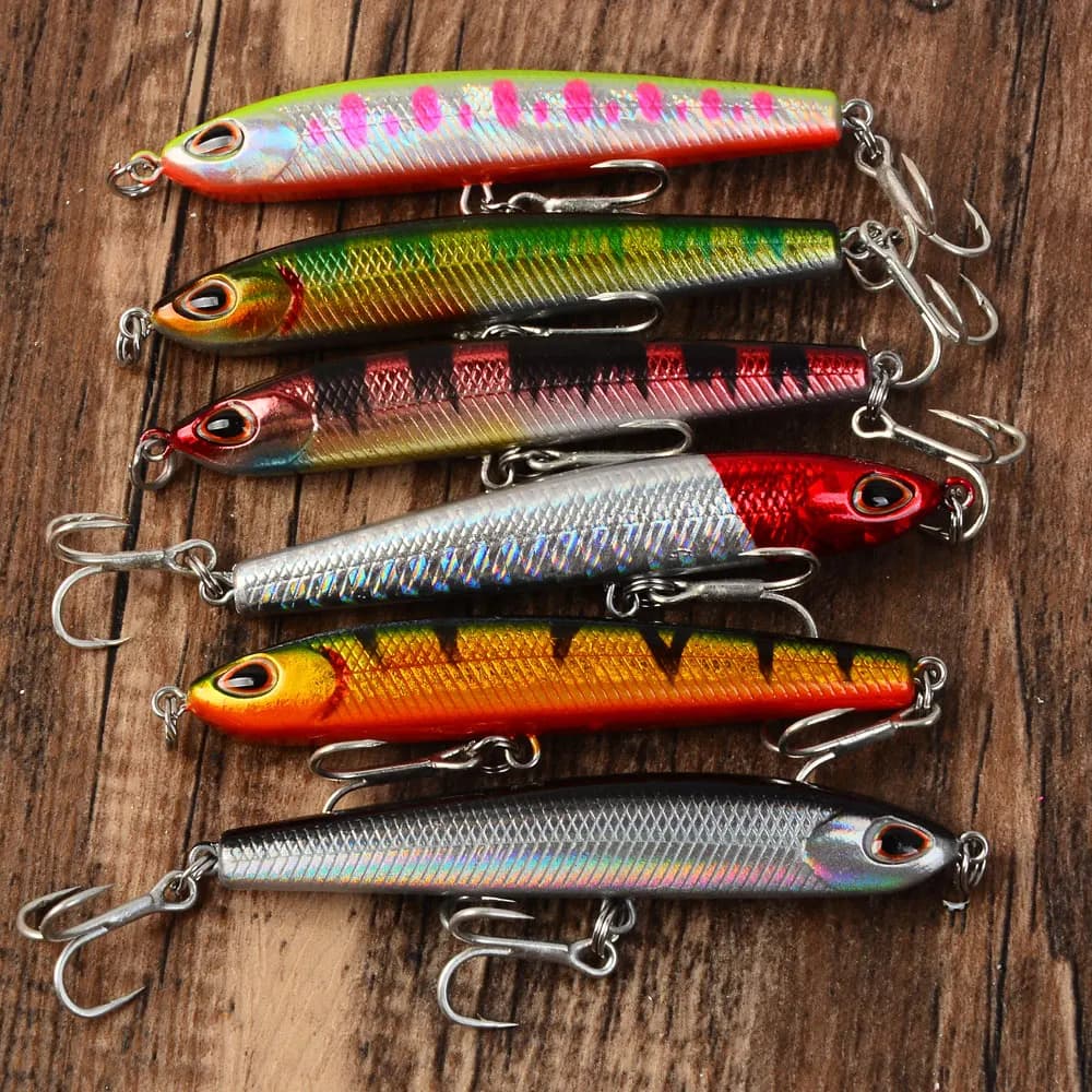 6 Pieces Esca Abounding in Matita shape with Ancoretta, Swimbait, Wobbler, Jerkbait, Artificial baits