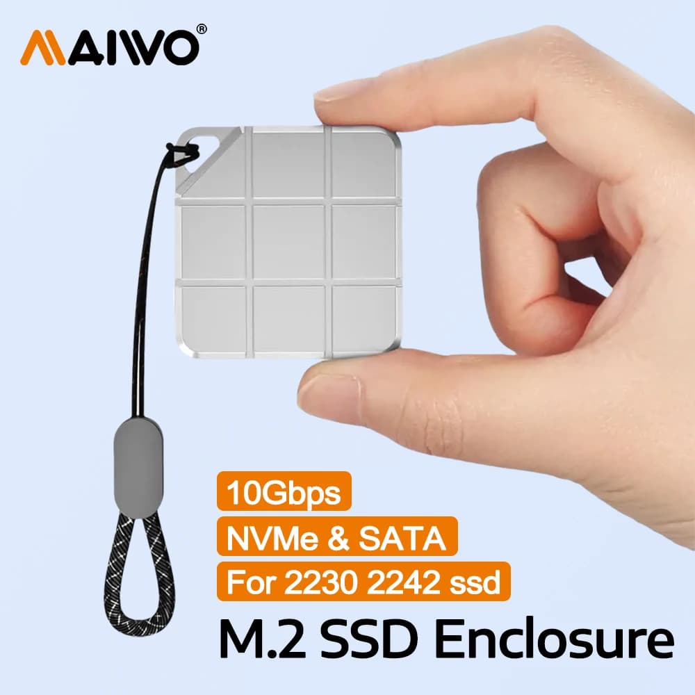 MAIWO M.2 2230 2242 NVMe SATA SSD Enclosure USB 3.2 GEN2 10Gbps Case in Metallo Supporta Registrazione iPhone 4K ProRes Per SSD M&M+B Key