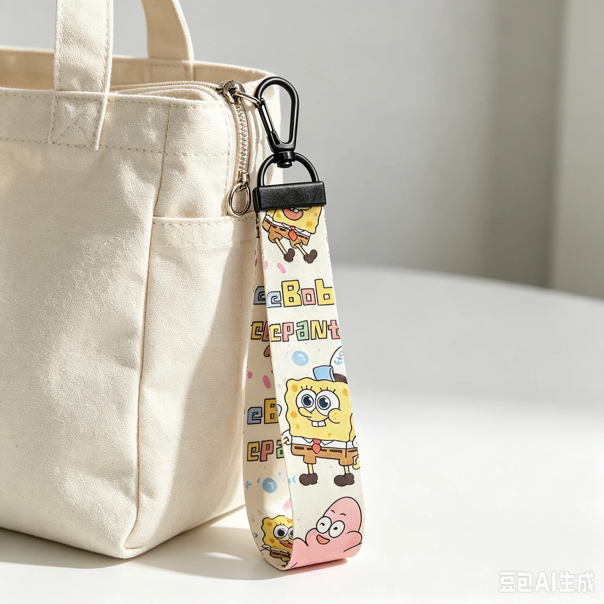 SpongeBob Key Chain for Men Women Embroidery Key Cute Cartoon Keychain Fobs Holder Manga Key Tag Key Ring Accessories Gifts