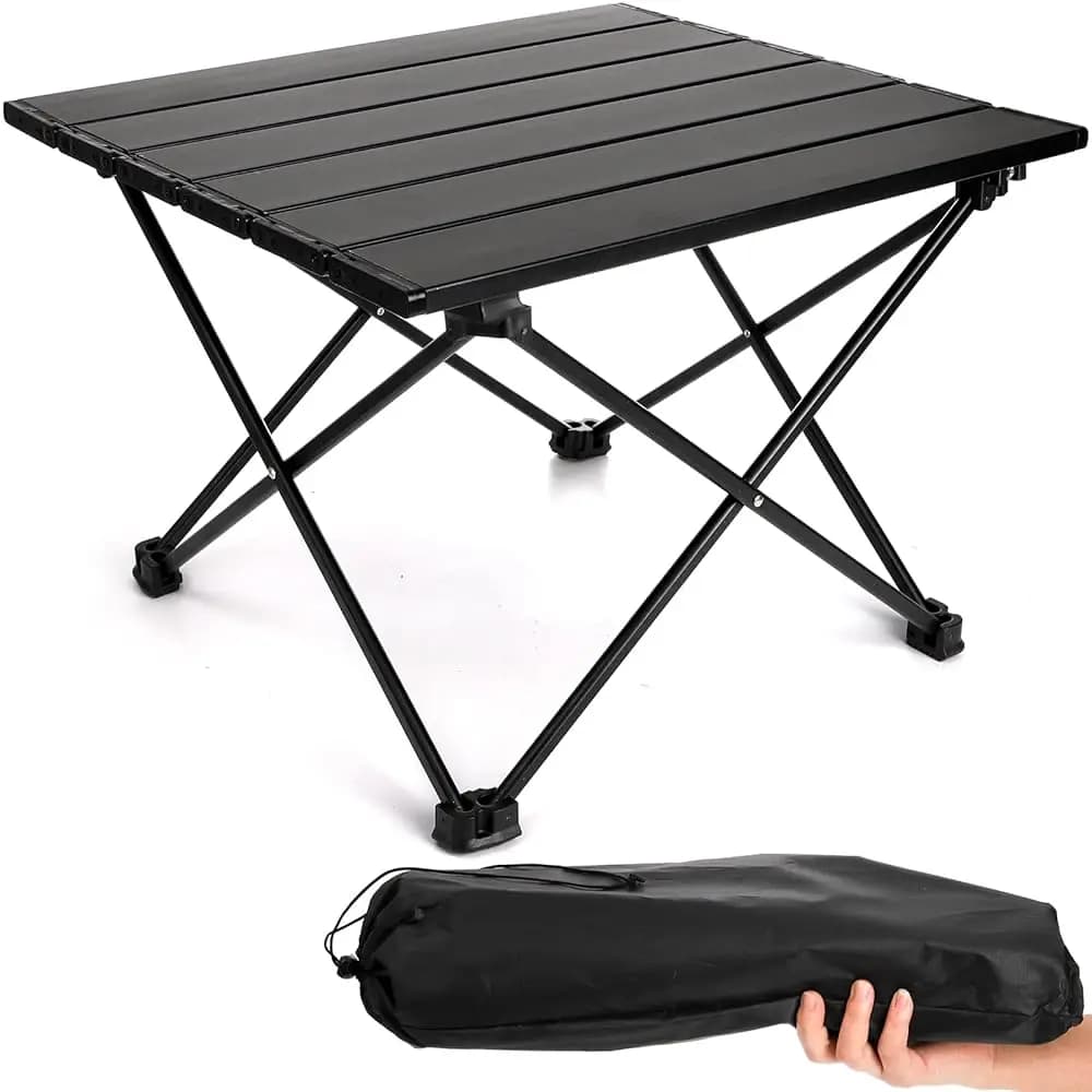 Tavolino da Campeggio, Tavolo Pieghevole Portatile da Spiaggia, Piccolo Tavolo in Alluminio per Picnic e Escursioni, Ideale per Cucinare all'Aperto, BBQ, Trekking