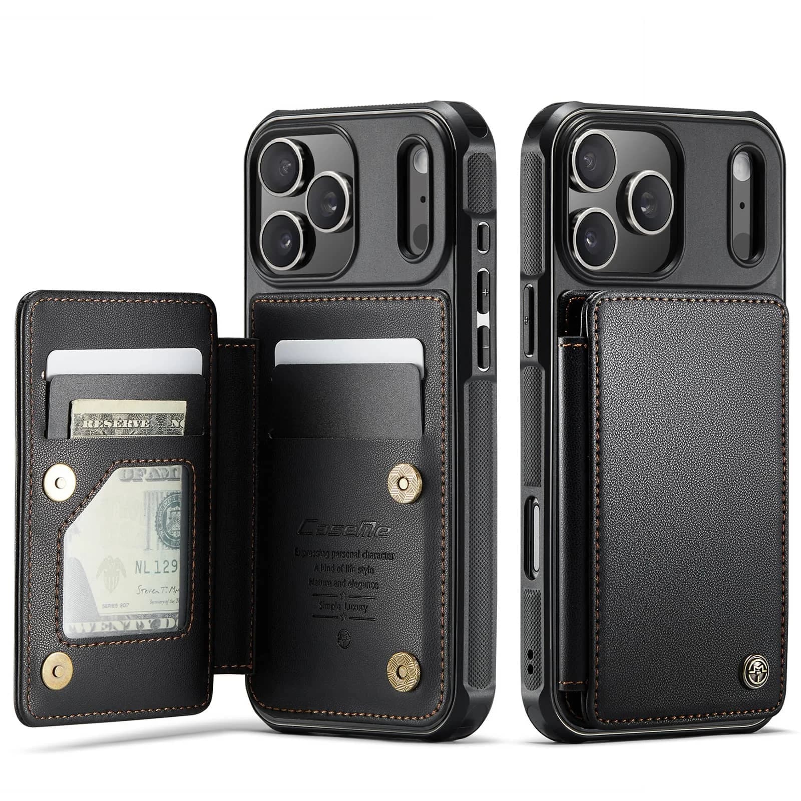 Case for iPhone 18 Pro Max 18 Pro Case With Card Holder Wallet Case with RFID Blocking, Durable Leather Kickstand Magnetic Clasp