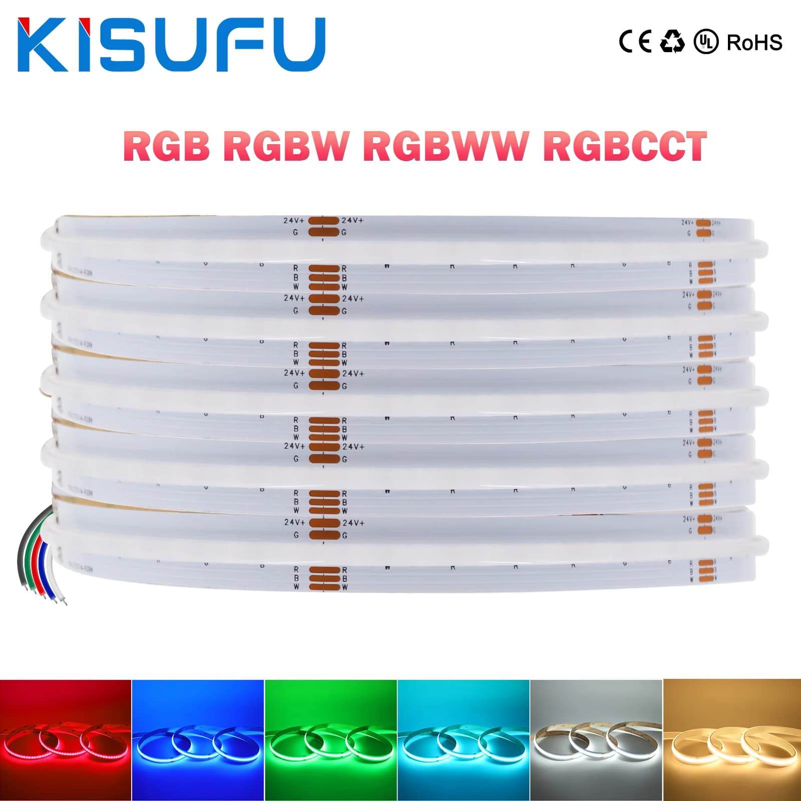 RGB RGBWW RGBCCT COB Striscia LED ad alta densità 12/24V 576 720 840 784LED/M Nastro LED flessibile senza punti ad alta luminosità Decorazione della stanza interna