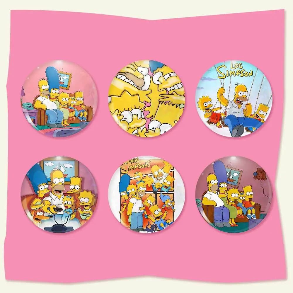 The S-Simpson F-Family Badge on Backpack Accessories Manga Icons Pins Round Cartoon Brooches for Clothes Bag Decor Gifts