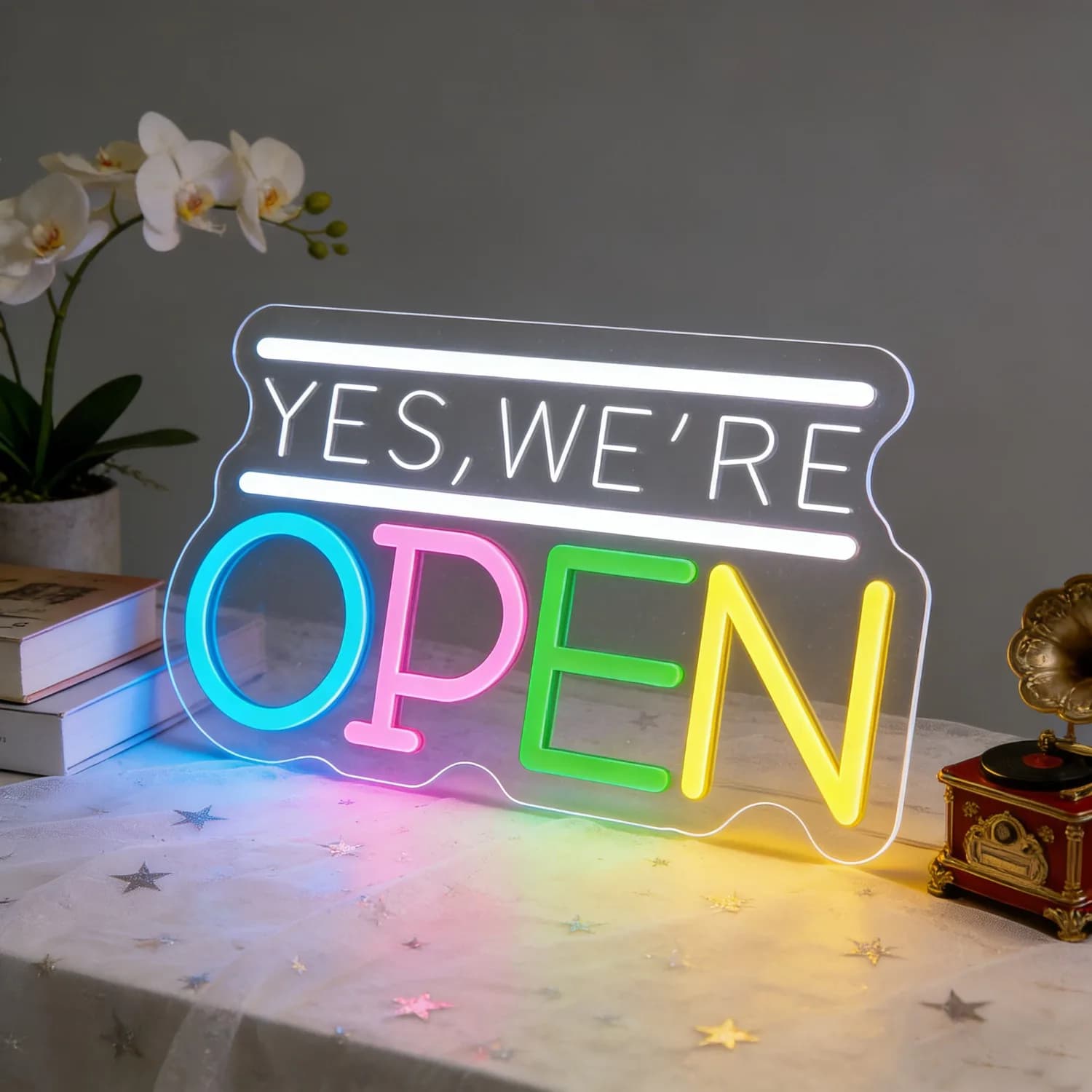 Insegna al Neon 'Yes We Are Open' per Attività Commerciali, Luce al Neon LED Dimmerabile per Negozi, Boutique, Saloni, Spa, Caffè, Ristoranti, Decorazione per Reception