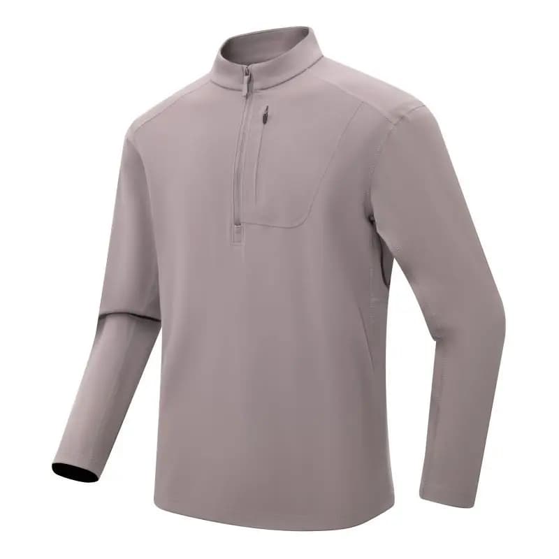 Men's Long Sleeve Fleece-lined T-shirt Quick-drying Stand Collar Half-zip Fitness Running Clothing Autumn Winter Sportswear